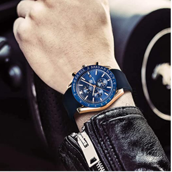 NWT Mens Luxary Benyar Leather Band Watch